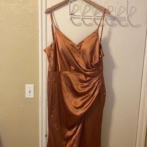 Floor length, copper colored dress from Revelry - never worn w/ tags still on.
